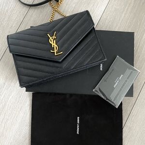 Classic Authentic Black Ball Gold Buckle Bag